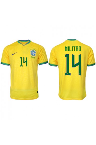 Fotbalové Dres Brazílie Eder Militao #14 Domácí Oblečení MS 2022 Krátký Rukáv